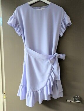 Wilfred Ninette Dress Lilac Lavender Ruffle Wrap Mini Dress XS Romantic Coquette
